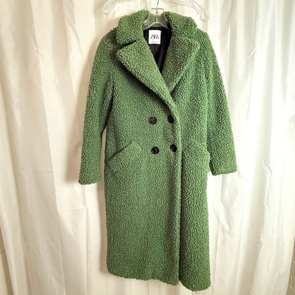 Zara Jackets & Blazers - Zara Green Boucle Double Breasted Coat Size XS Parisian Style As Seen In Paris
